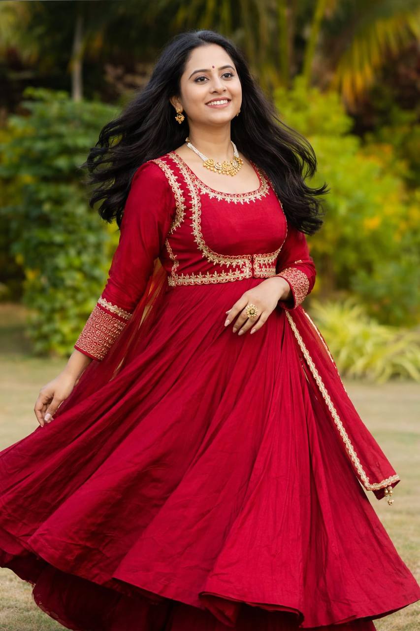 Noor Crimson Designer Anarkali Gown