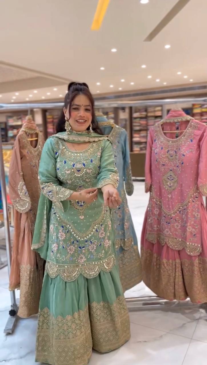 Launching New Designer Party Wear Look Top , Sharara Plazzo and Dupatta