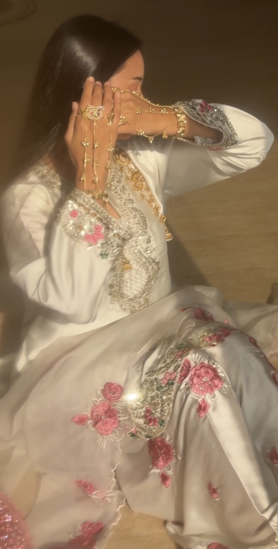 IVORY ROSE LUXE EMBROIDERED SILK SUIT SET