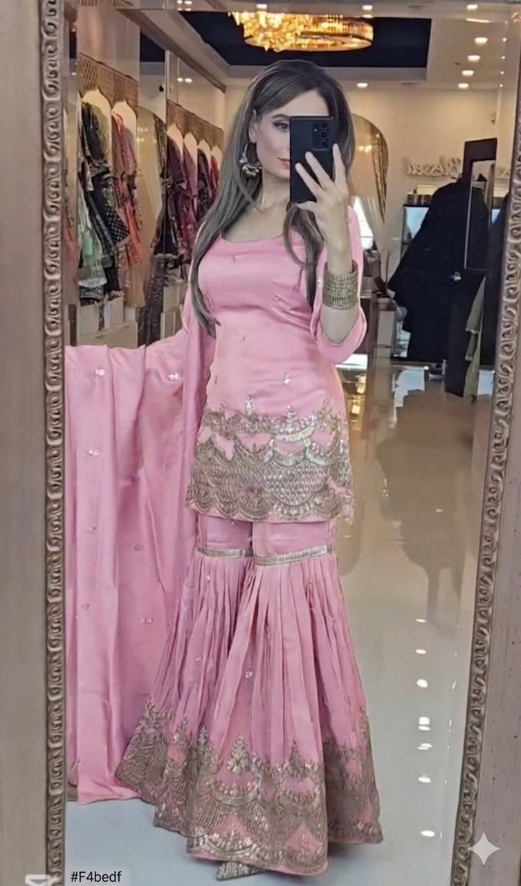 Noor Gulabi Elegance Sharara Set