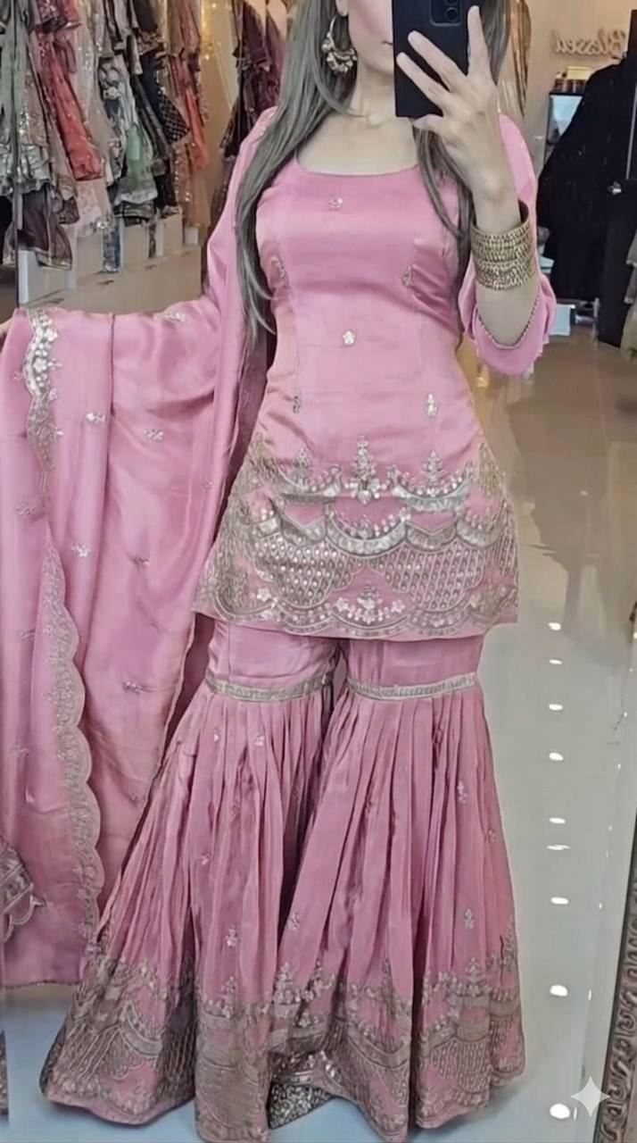 Noor Gulabi Elegance Sharara Set