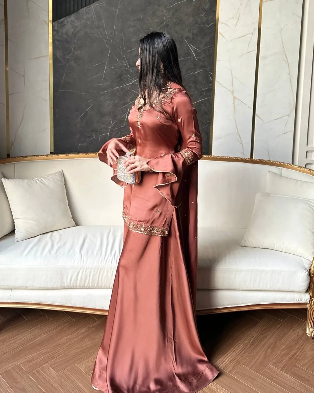 Zarmina Rust Silk Grace Set