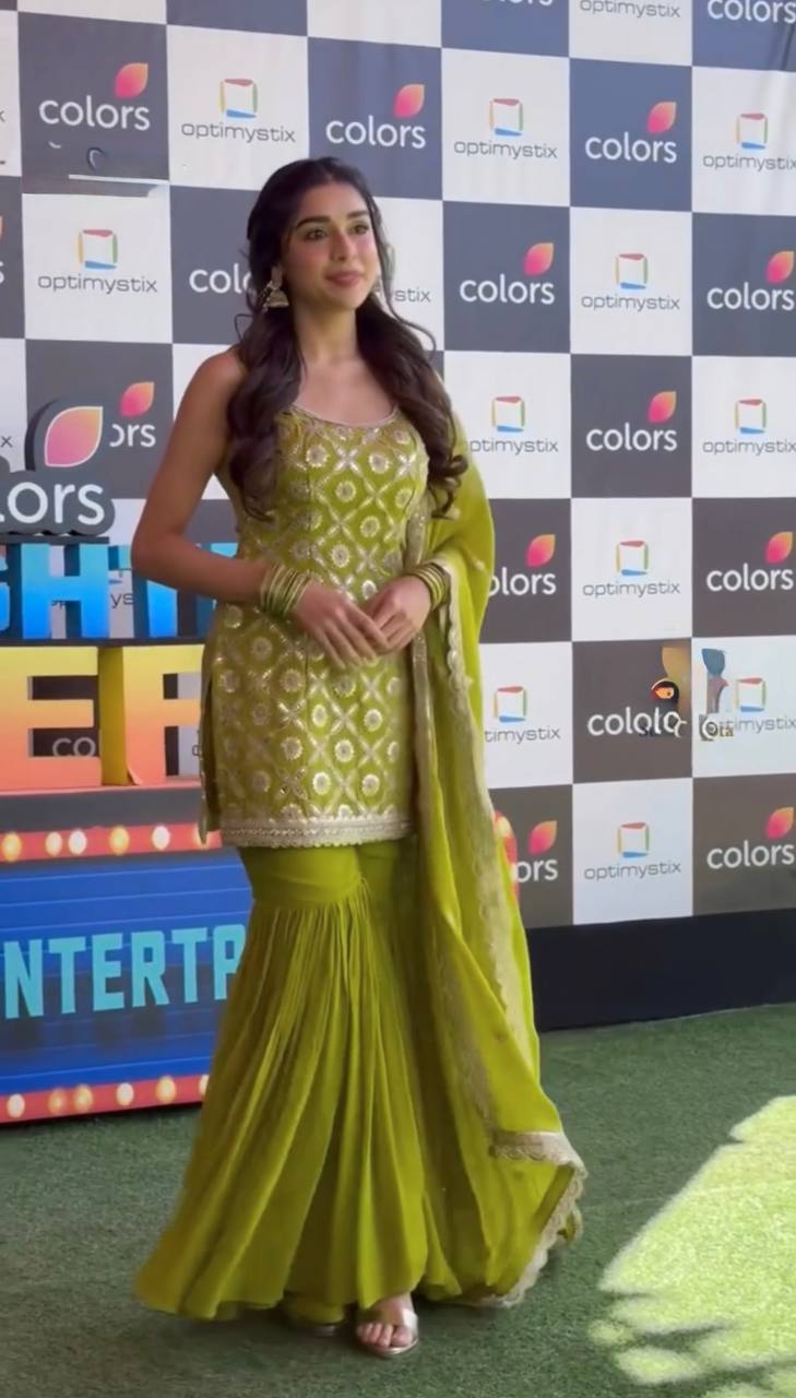 Zarika Lime Luxe Sharara Set