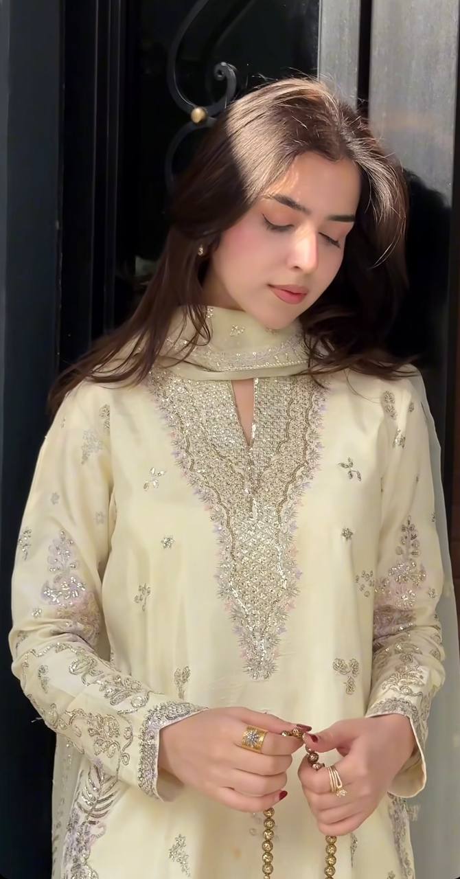 Ivory Luxe Embroidered Sharara Set