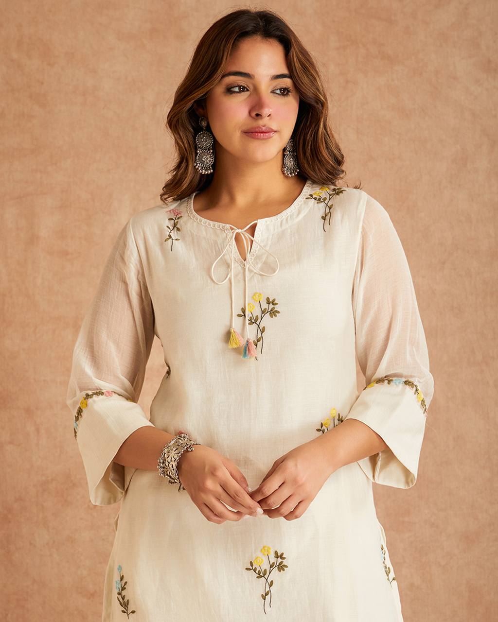 Ivory Blossom Embroidered Suit Set