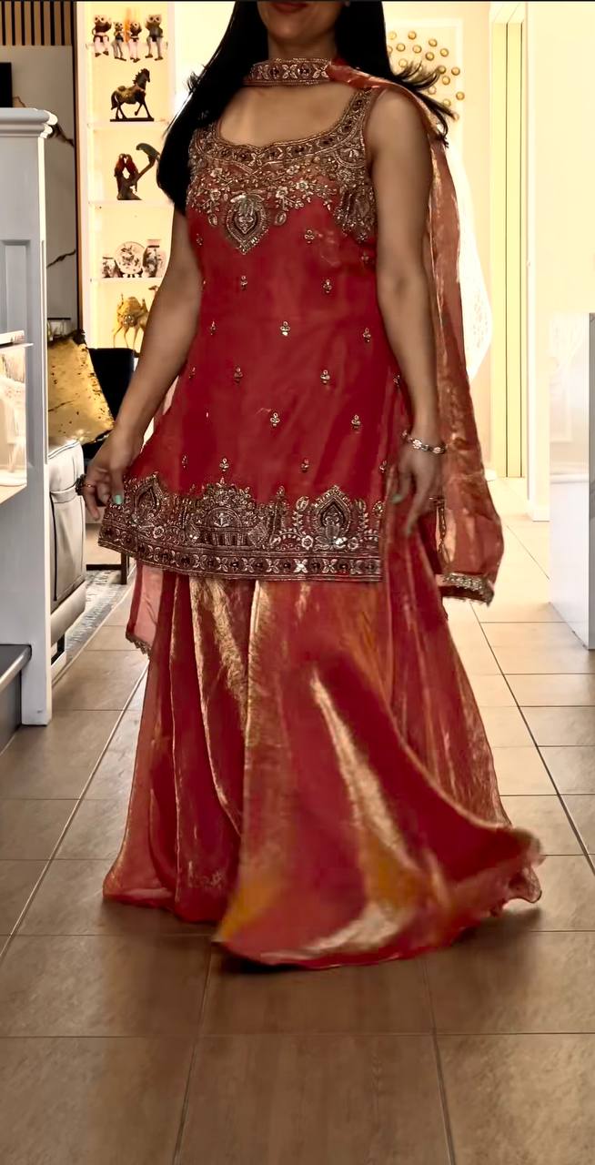Royal Heritage Embroidered Palazzo Suit Set