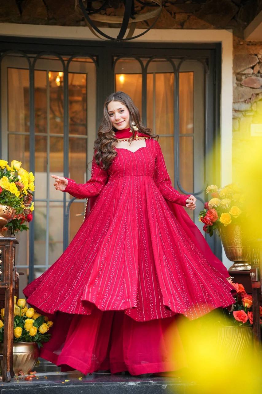 Royal Crimson Twirl Dress Set
