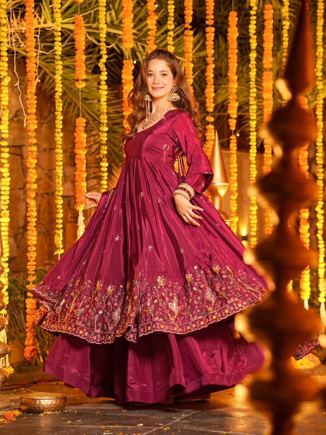 Rani Pink Royal Embroidered Anarkali Ensemble