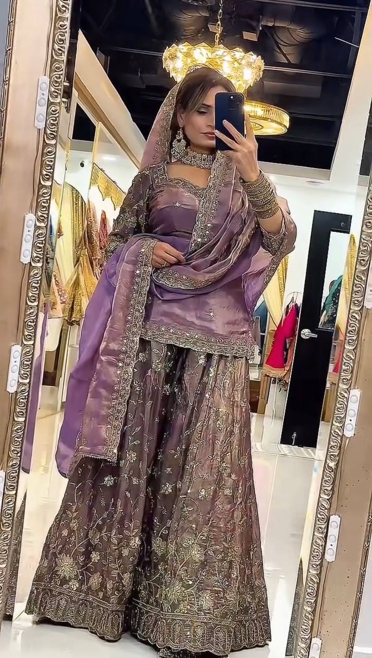Regal Silk Embroidered Palazzo Suit Set